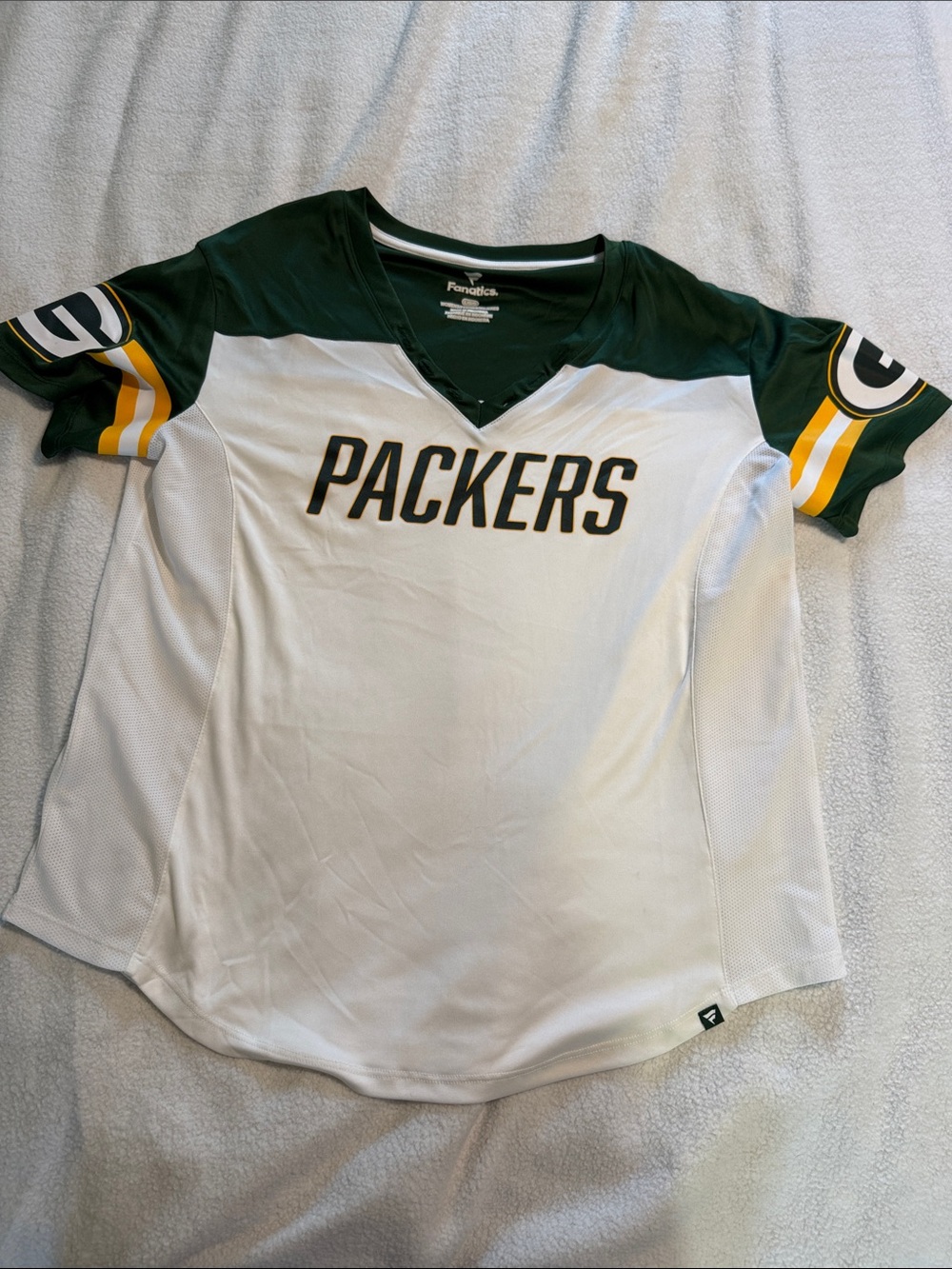 Fanatics Green & White Green Bay Packers Women's V-Neck Tee